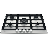 Table de cuisson Whirlpool GMWL 758/IXL avec surfaces en verre et commandes tactiles, vue de face.